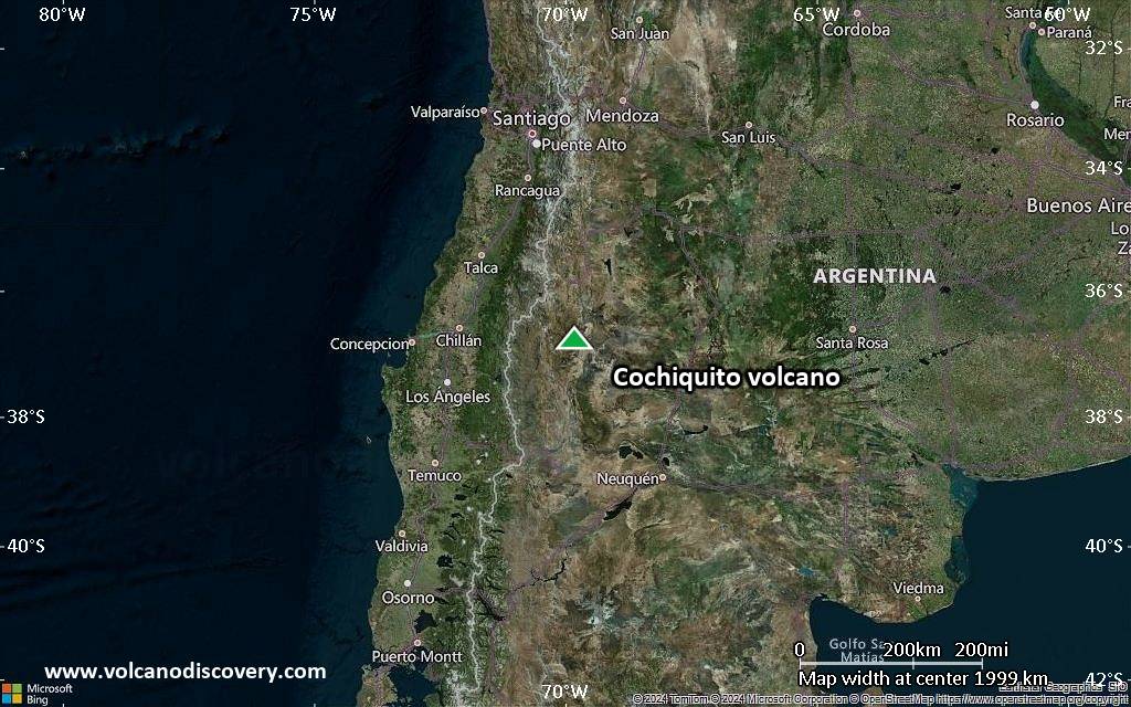 Satellite/aerial-type map of Cochiquito volcano (region scale medium)