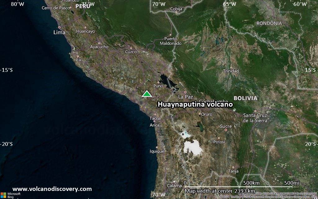 Satellite/aerial-type map of Huaynaputina volcano (region scale medium)