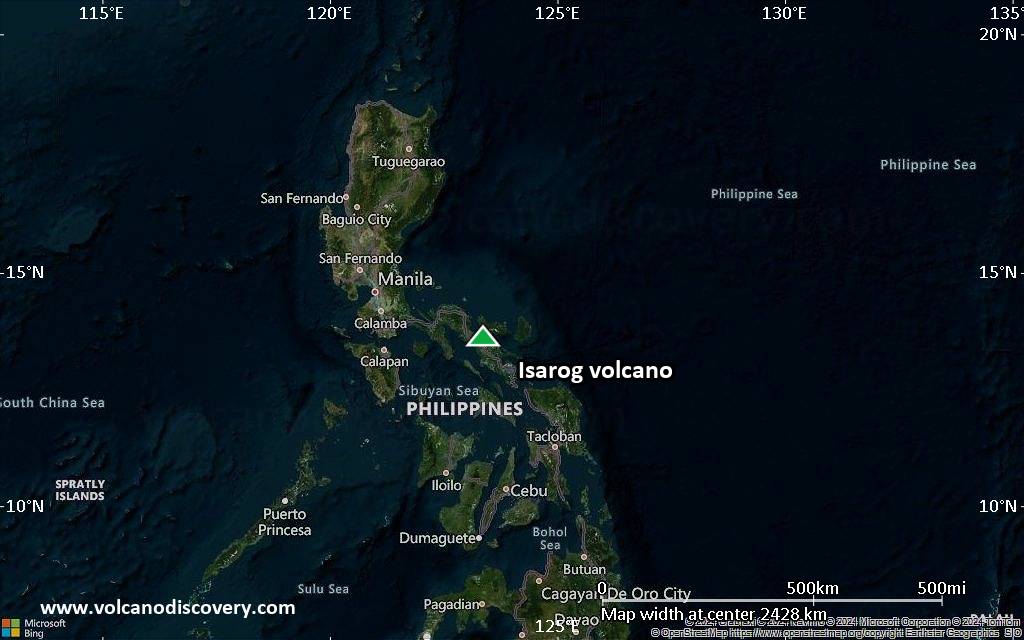Satellite/aerial-type map of Isarog volcano (region scale medium)