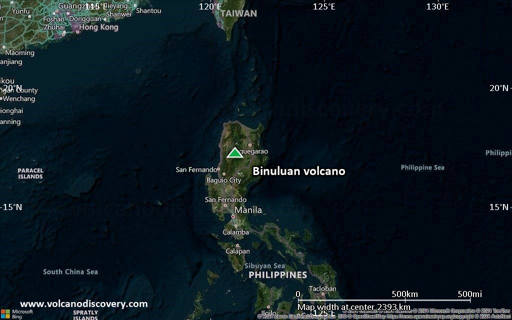 Satellite/aerial-type map of Binuluan volcano (region scale medium)