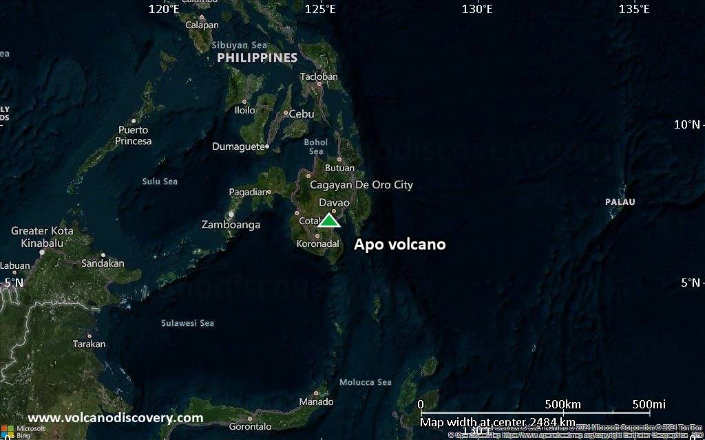 Satellite/aerial-type map of Apo volcano (region scale medium)