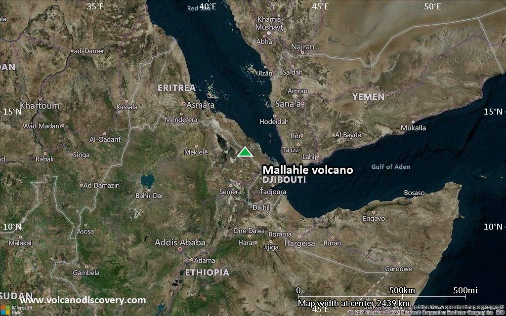 Satellite/aerial-type map of Mallahle volcano (region scale medium)