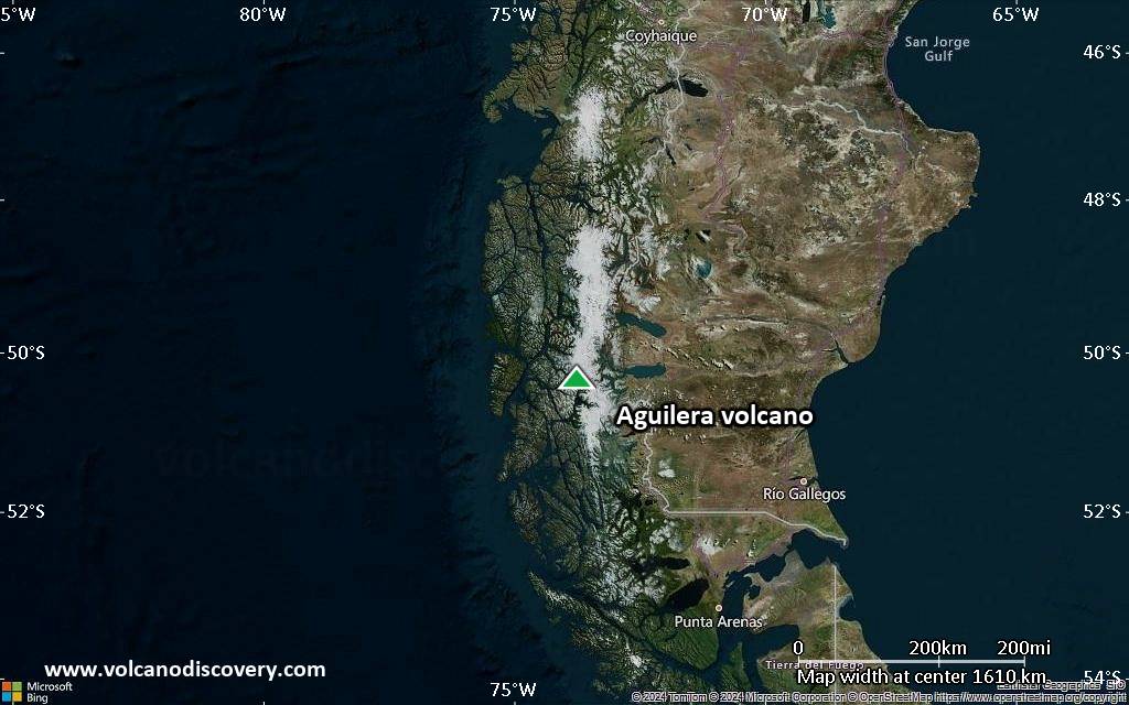 Satellite/aerial-type map of Aguilera volcano (region scale medium)