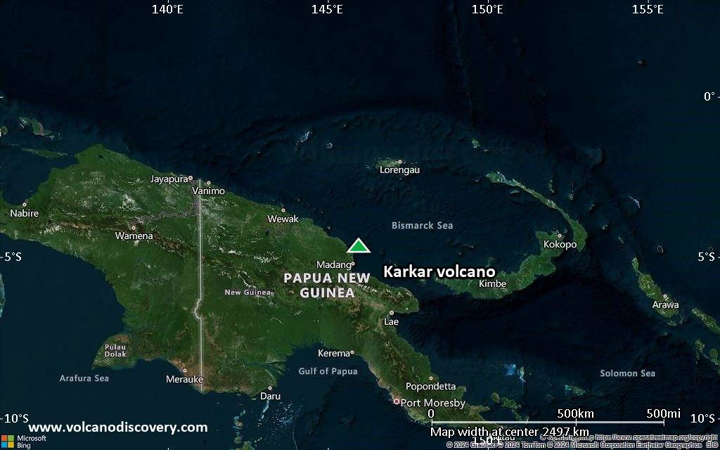 Satellite/aerial-type map of Karkar volcano (region scale medium)