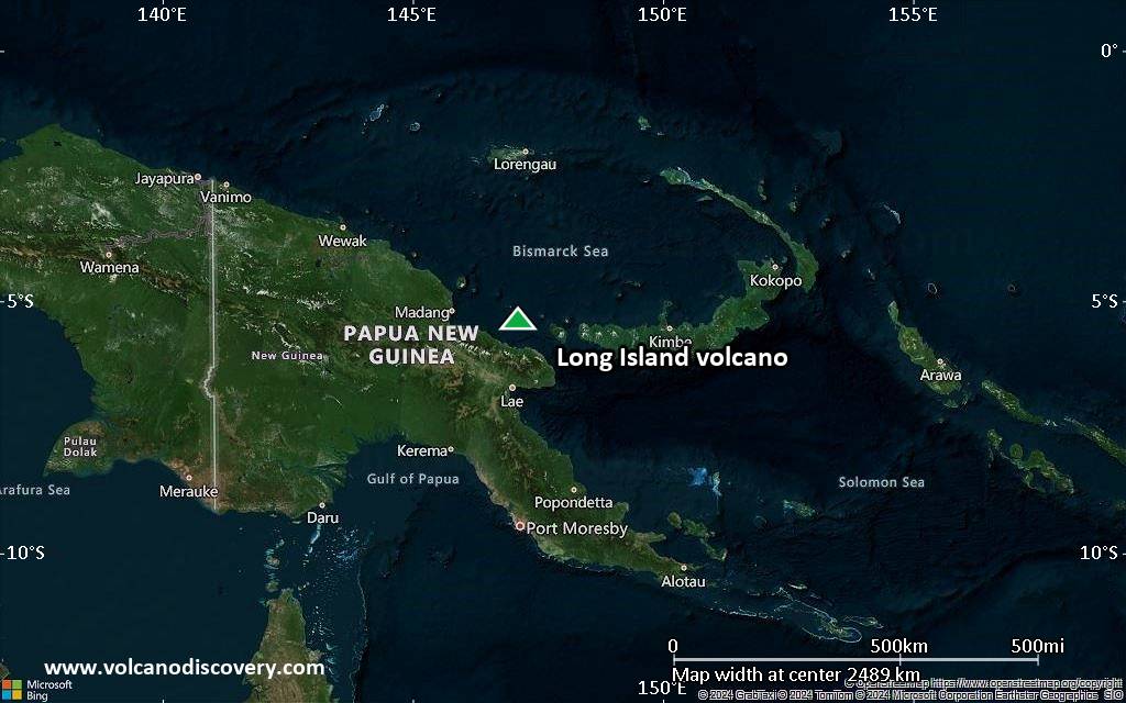 Satellite/aerial-type map of Long Island volcano (region scale medium)