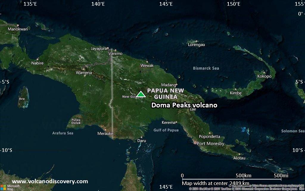 Satellite/aerial-type map of Doma Peaks volcano (region scale medium)