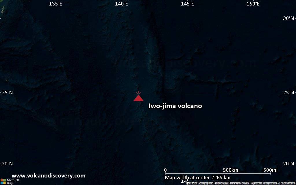 Satellite/aerial-type map of Iwo-jima volcano (region scale medium)