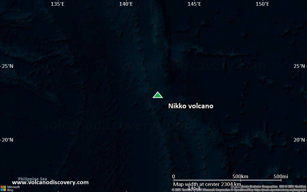 Satellite/aerial-type map of Nikko volcano (region scale medium)