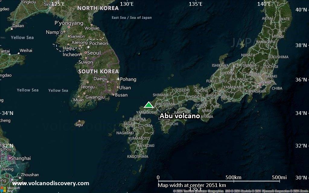 Satellite/aerial-type map of Abu volcano (region scale medium)