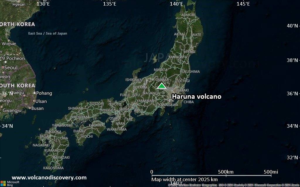 Satellite/aerial-type map of Haruna volcano (region scale medium)