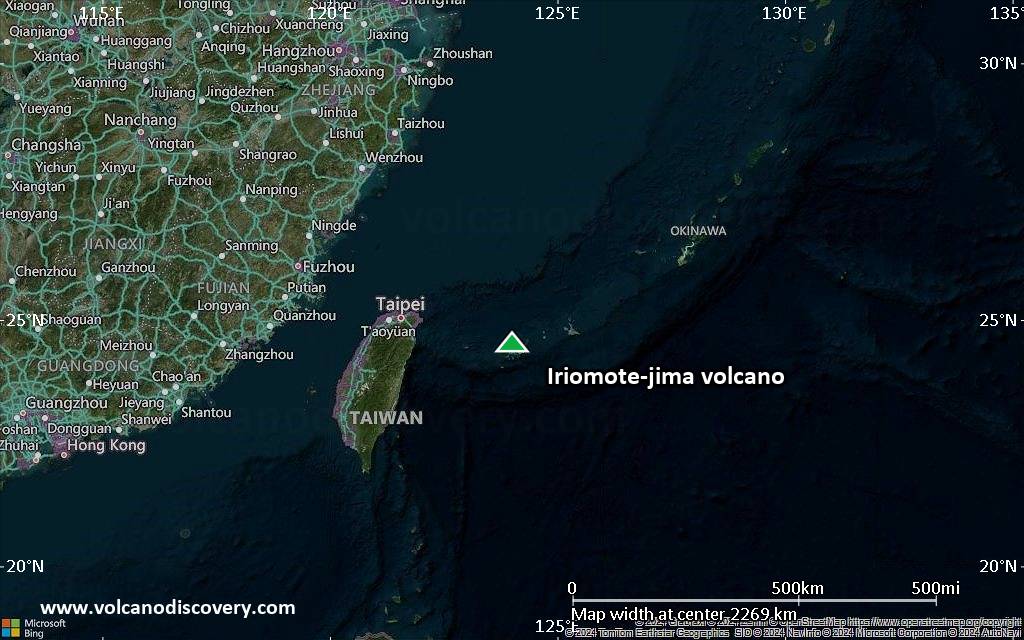 Satellite/aerial-type map of Iriomote-jima volcano (region scale medium)