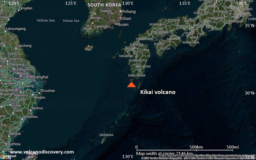 Satellite/aerial-type map of Kikai volcano (region scale medium)