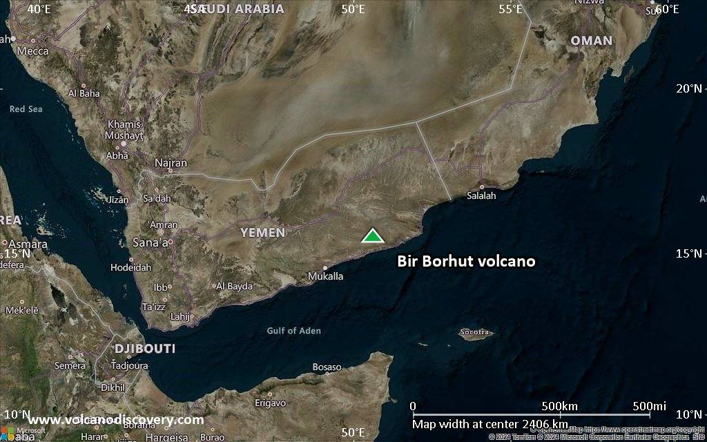 Satellite/aerial-type map of Bir Borhut volcano (region scale medium)