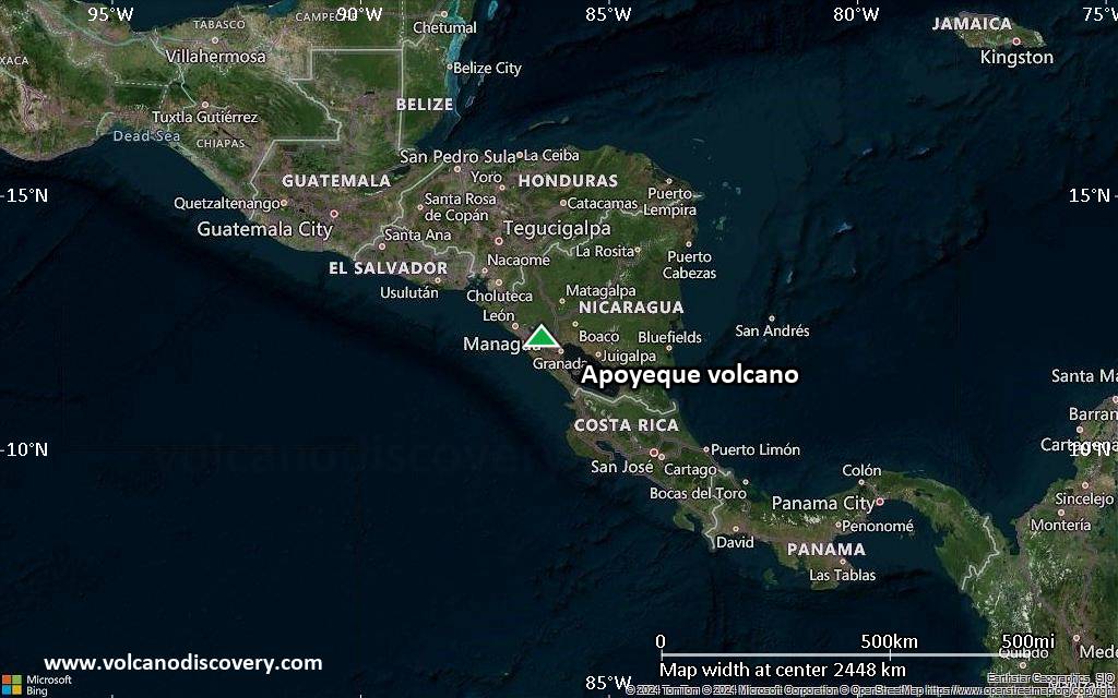 Satellite/aerial-type map of Apoyeque volcano (region scale medium)