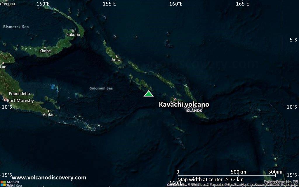 Satellite/aerial-type map of Kavachi volcano (region scale medium)
