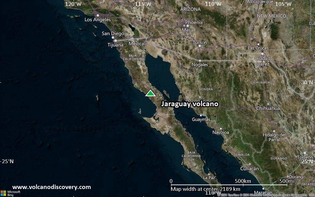 Satellite/aerial-type map of Jaraguay volcano (region scale medium)