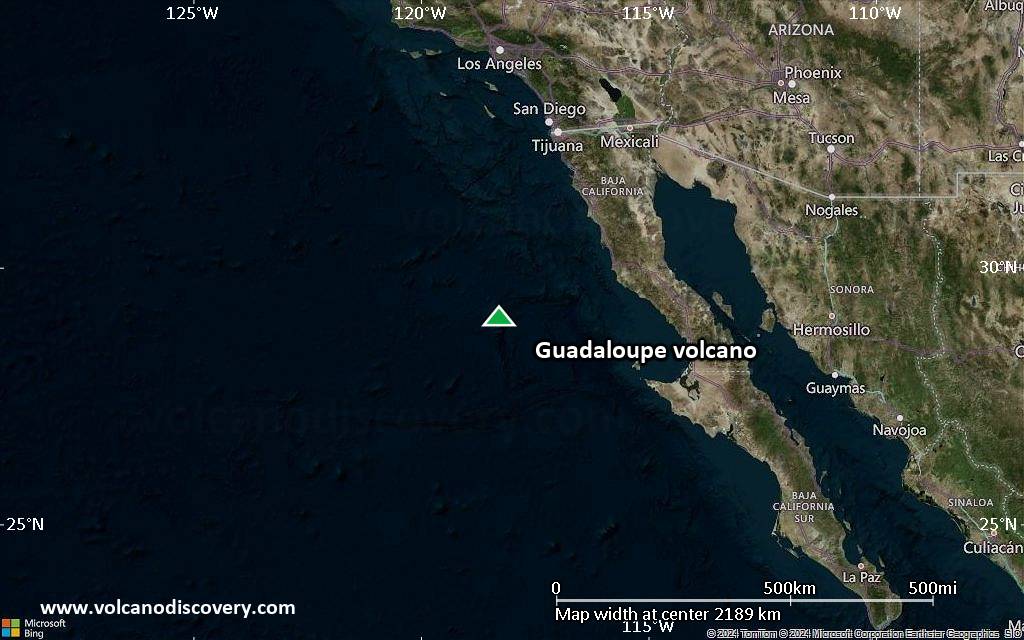 Satellite/aerial-type map of Guadaloupe volcano (region scale medium)