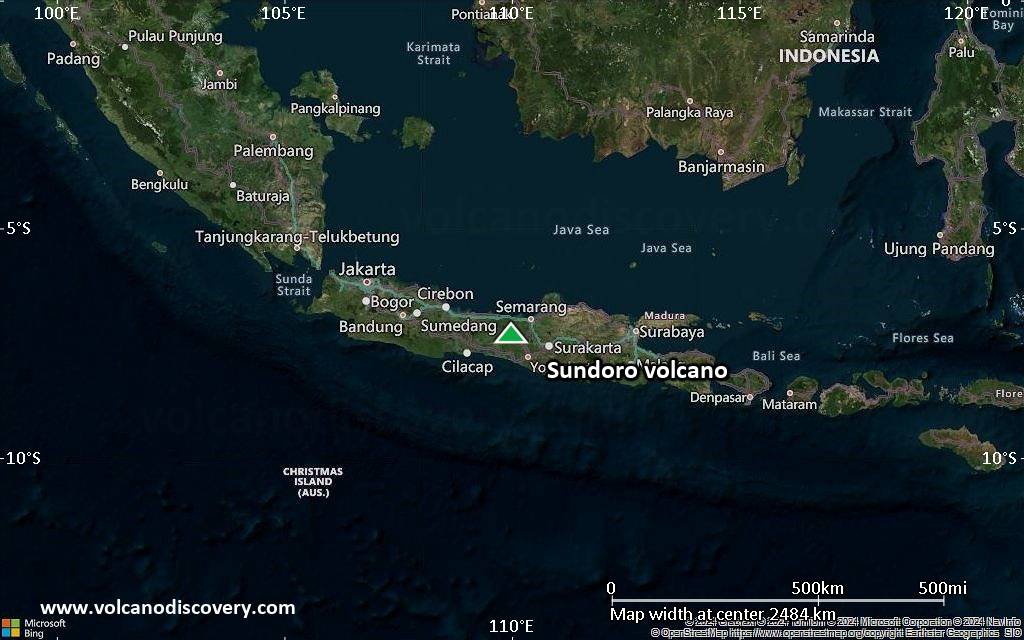 Satellite/aerial-type map of Sundoro volcano (region scale medium)