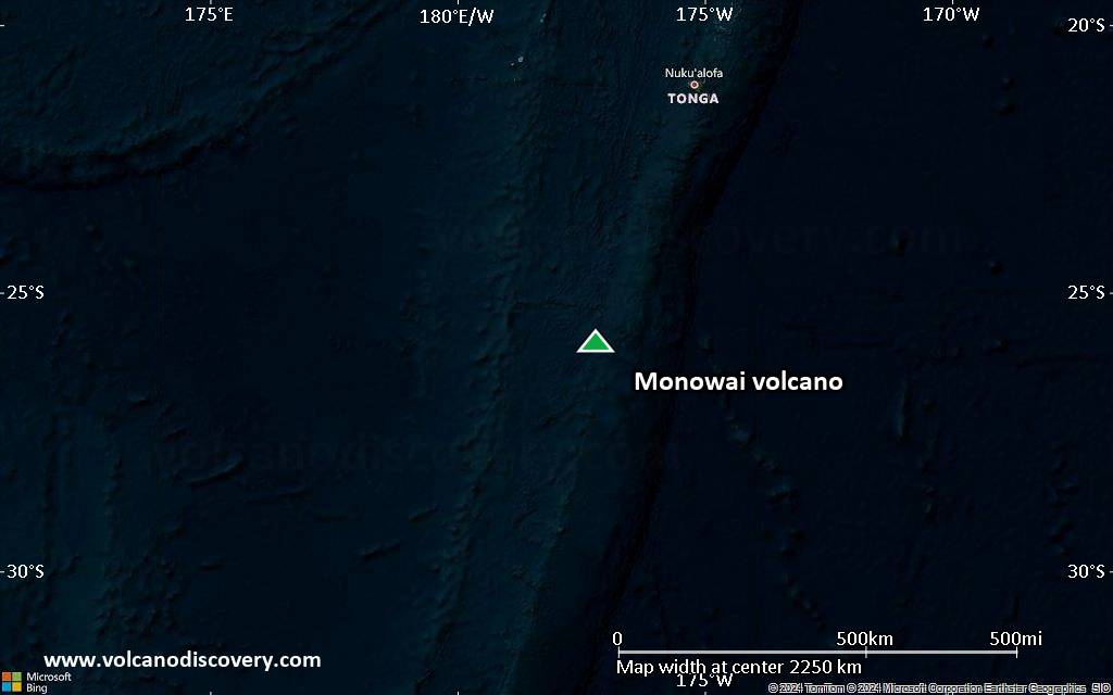 Satellite/aerial-type map of Monowai volcano (region scale medium)