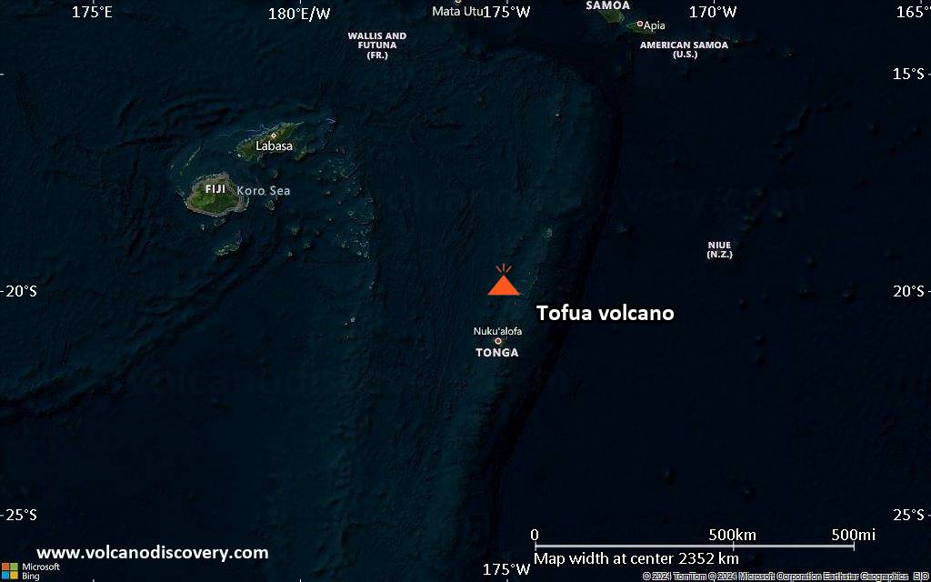 Satellite/aerial-type map of Tofua volcano (region scale medium)