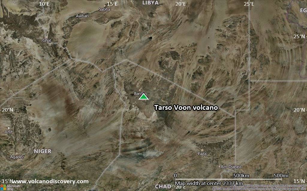 Satellite/aerial-type map of Tarso Voon volcano (region scale medium)