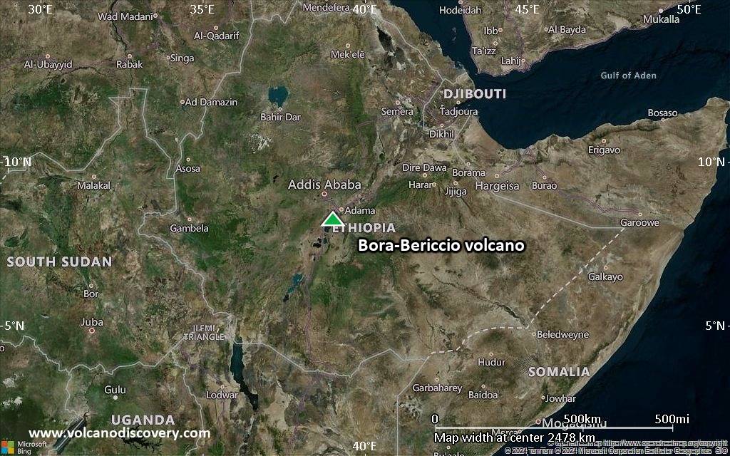 Satellite/aerial-type map of Bora-Bericcio volcano (region scale medium)