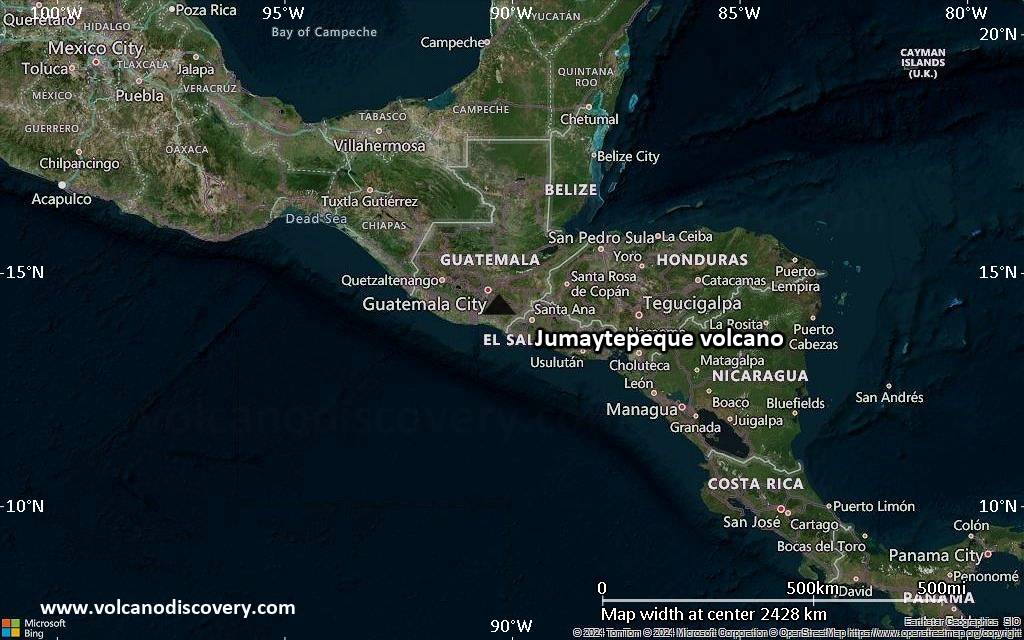 Satellite/aerial-type map of Jumaytepeque volcano (region scale medium)