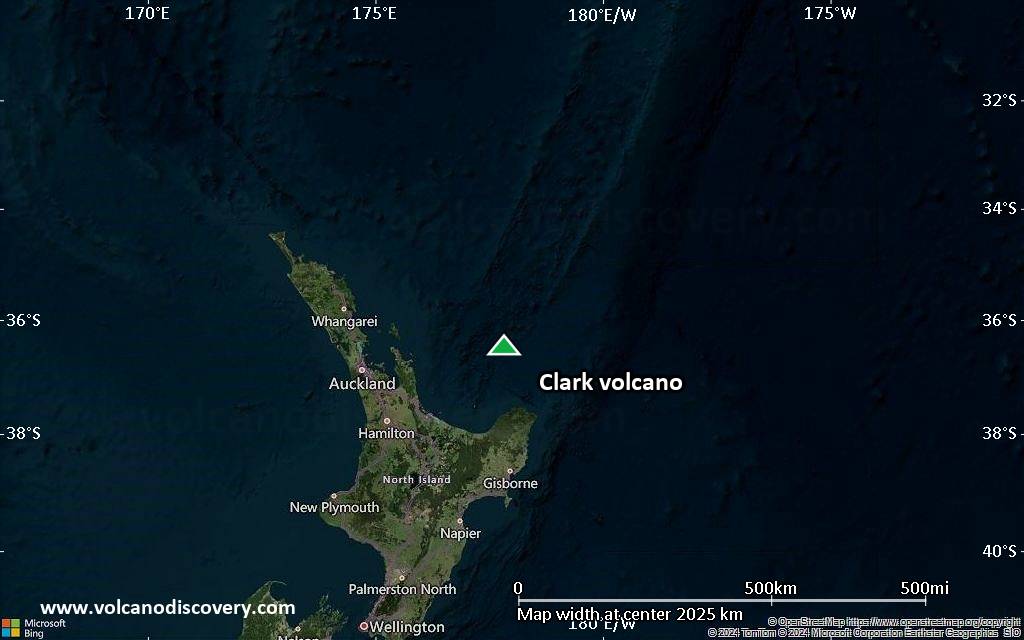 Satellite/aerial-type map of Clark volcano (region scale medium)