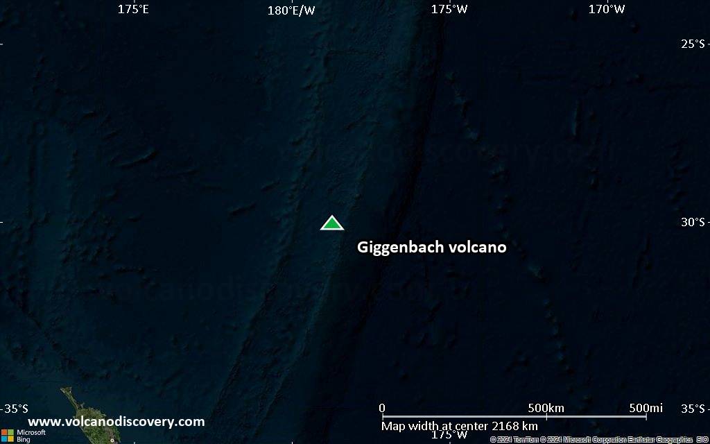 Satellite/aerial-type map of Giggenbach volcano (region scale medium)