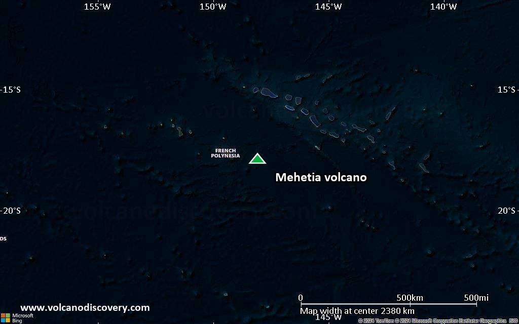 Satellite/aerial-type map of Mehetia volcano (region scale medium)