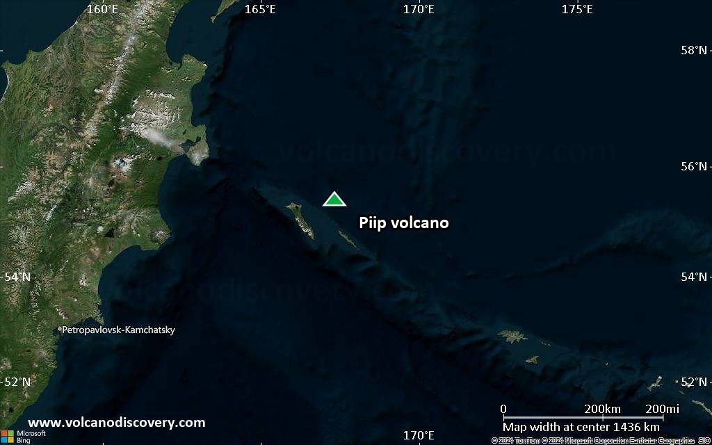 Satellite/aerial-type map of Piip volcano (region scale medium)
