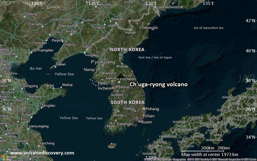 Satellite/aerial-type map of Ch'uga-ryong volcano (region scale medium)