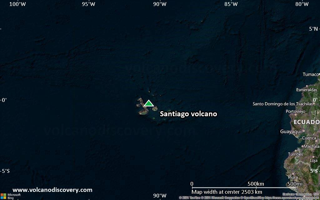 Satellite/aerial-type map of Santiago volcano (region scale medium)