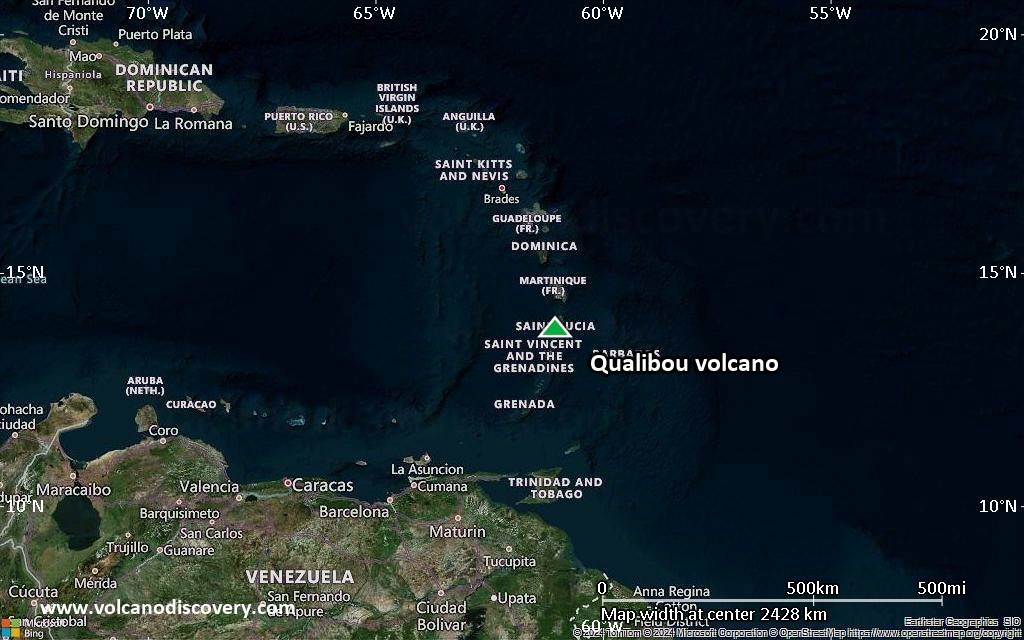 Satellite/aerial-type map of Qualibou volcano (region scale medium)