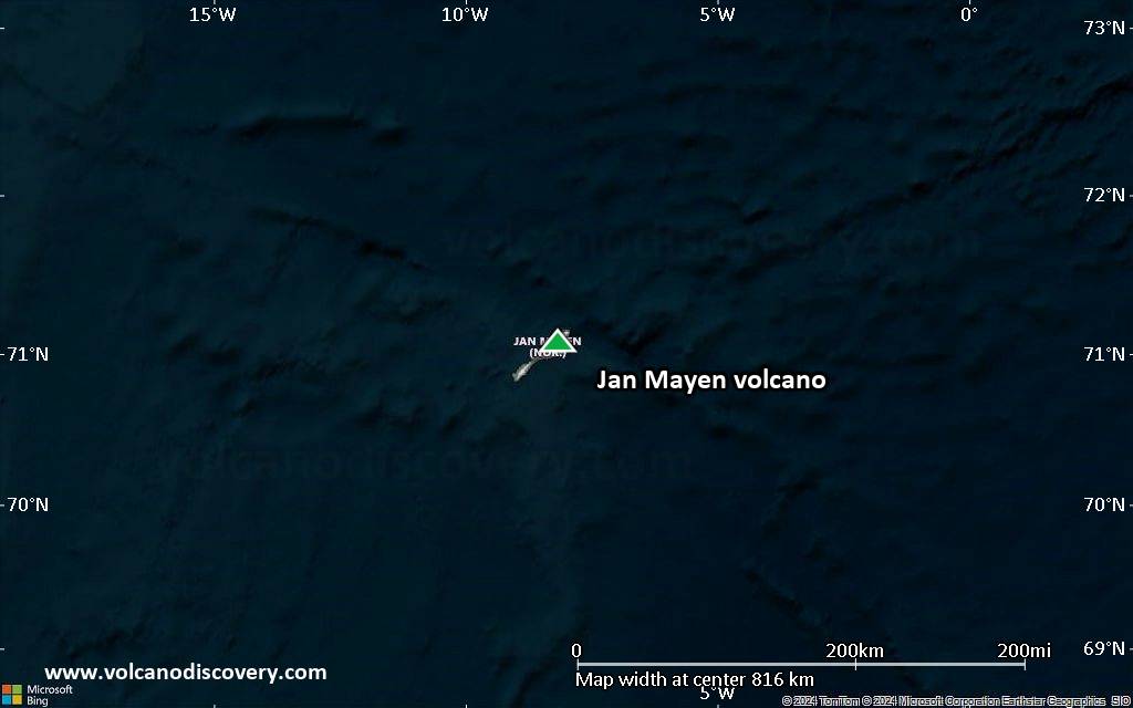 Satellite/aerial-type map of Jan Mayen volcano (region scale medium)