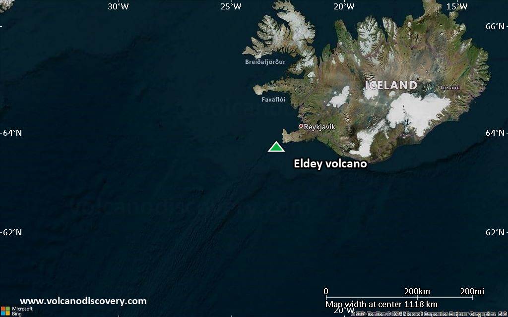 Satellite/aerial-type map of Eldey volcano (region scale medium)
