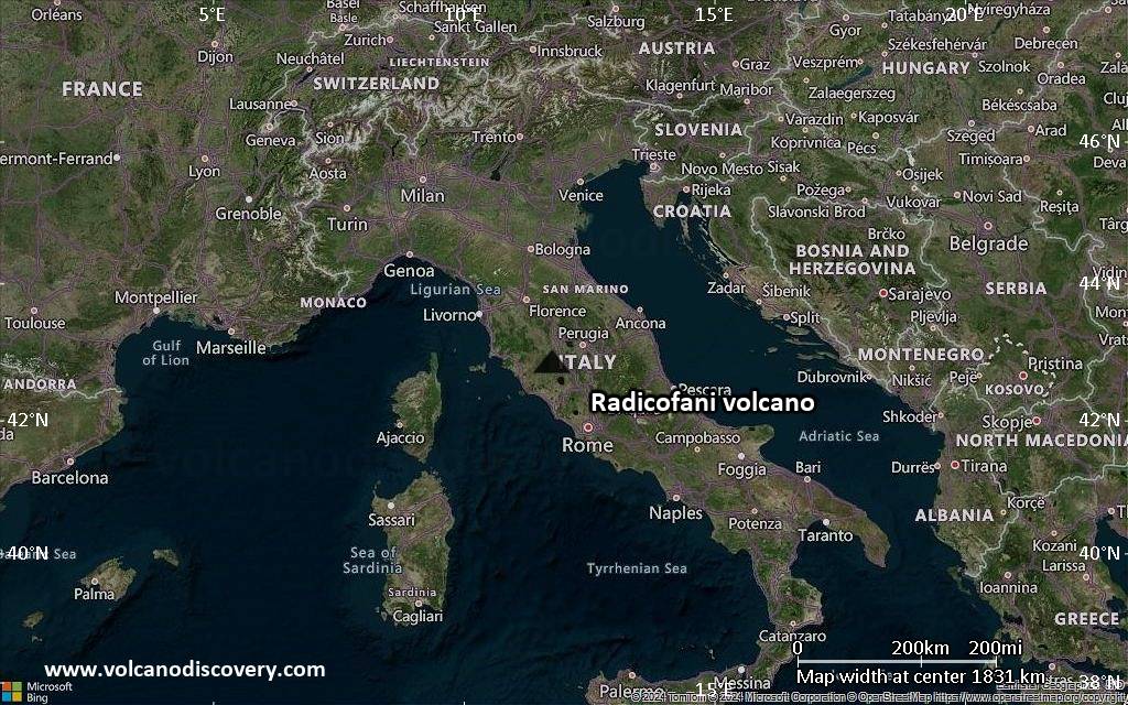 Satellite/aerial-type map of Radicofani volcano (region scale medium)