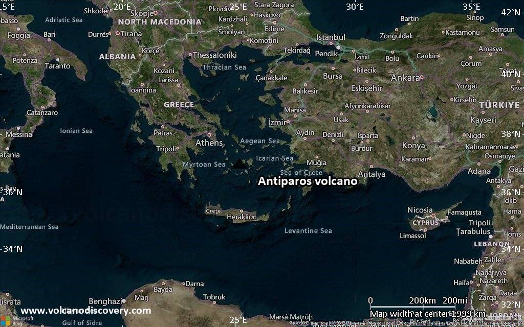 Satellite/aerial-type map of Antiparos volcano (region scale medium)