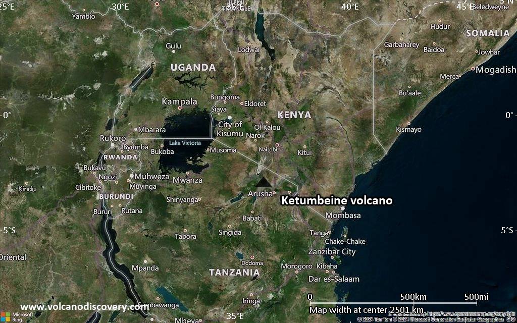 Satellite/aerial-type map of Ketumbeine volcano (region scale medium)