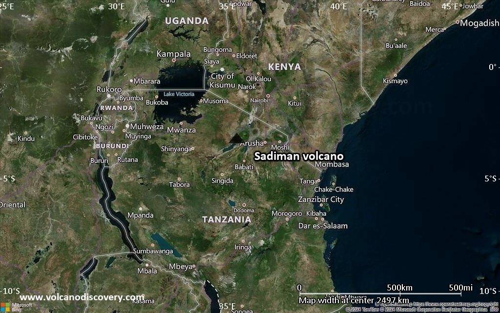 Satellite/aerial-type map of Sadiman volcano (region scale medium)