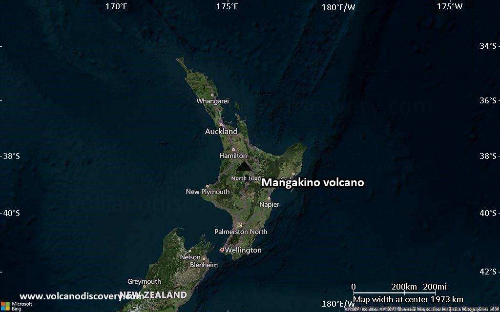 Satellite/aerial-type map of Mangakino volcano (region scale medium)