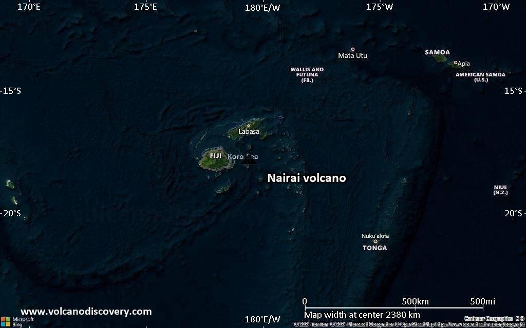 Satellite/aerial-type map of Nairai volcano (region scale medium)