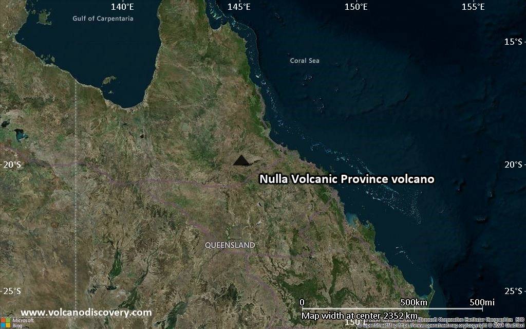 Satellite/aerial-type map of Nulla Volcanic Province volcano (region scale medium)
