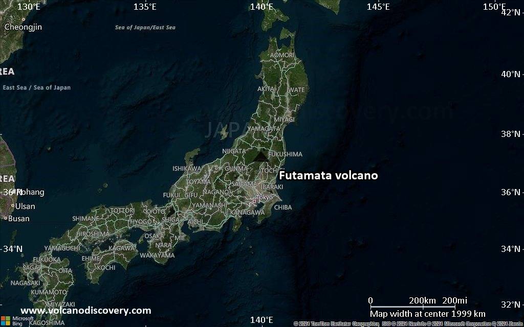 Satellite/aerial-type map of Futamata volcano (region scale medium)