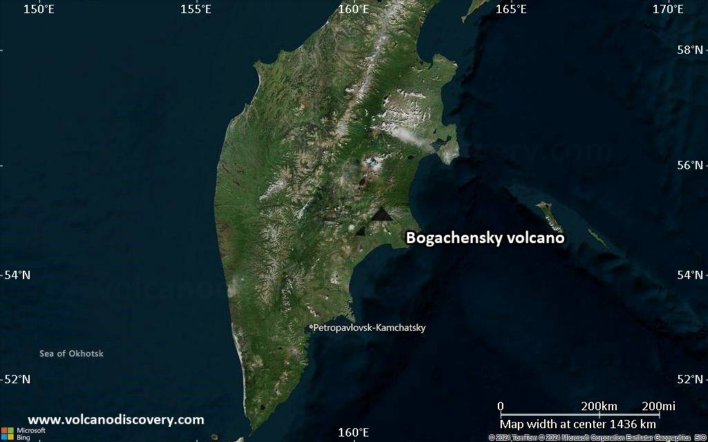 Satellite/aerial-type map of Bogachensky volcano (region scale medium)