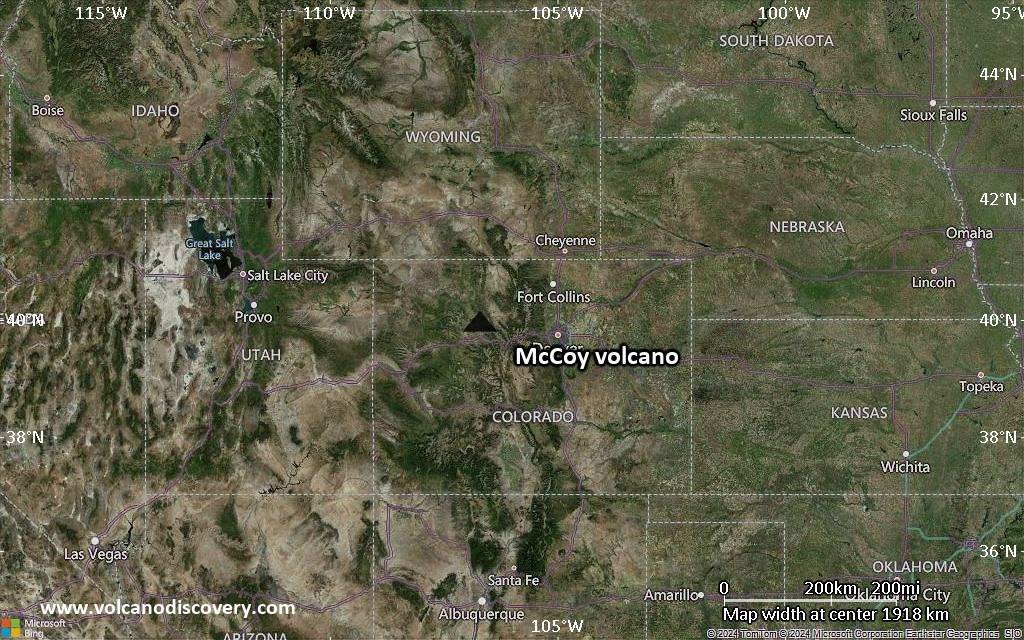Satellite/aerial-type map of McCoy volcano (region scale medium)