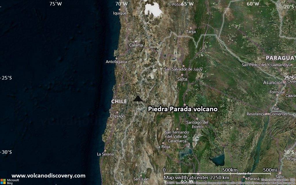 Satellite/aerial-type map of Piedra Parada volcano (region scale medium)