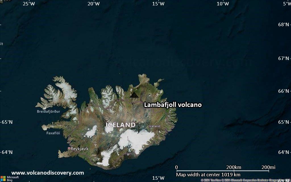 Satellite/aerial-type map of Lambafjoll volcano (region scale medium)