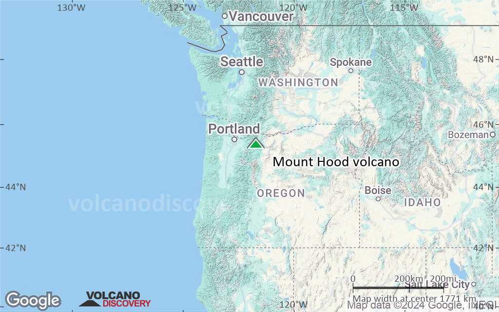Terrain-type map of Mount Hood volcano (region scale medium)