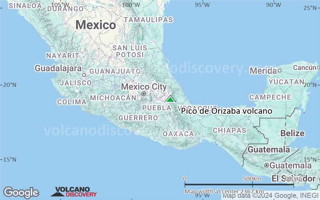 Terrain-type map of Pico de Orizaba volcano (region scale medium)
